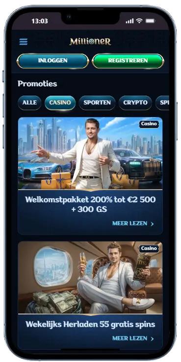 Exclusieve casino promotieaanbieding Millioner casino welkomstpakket promotie banner